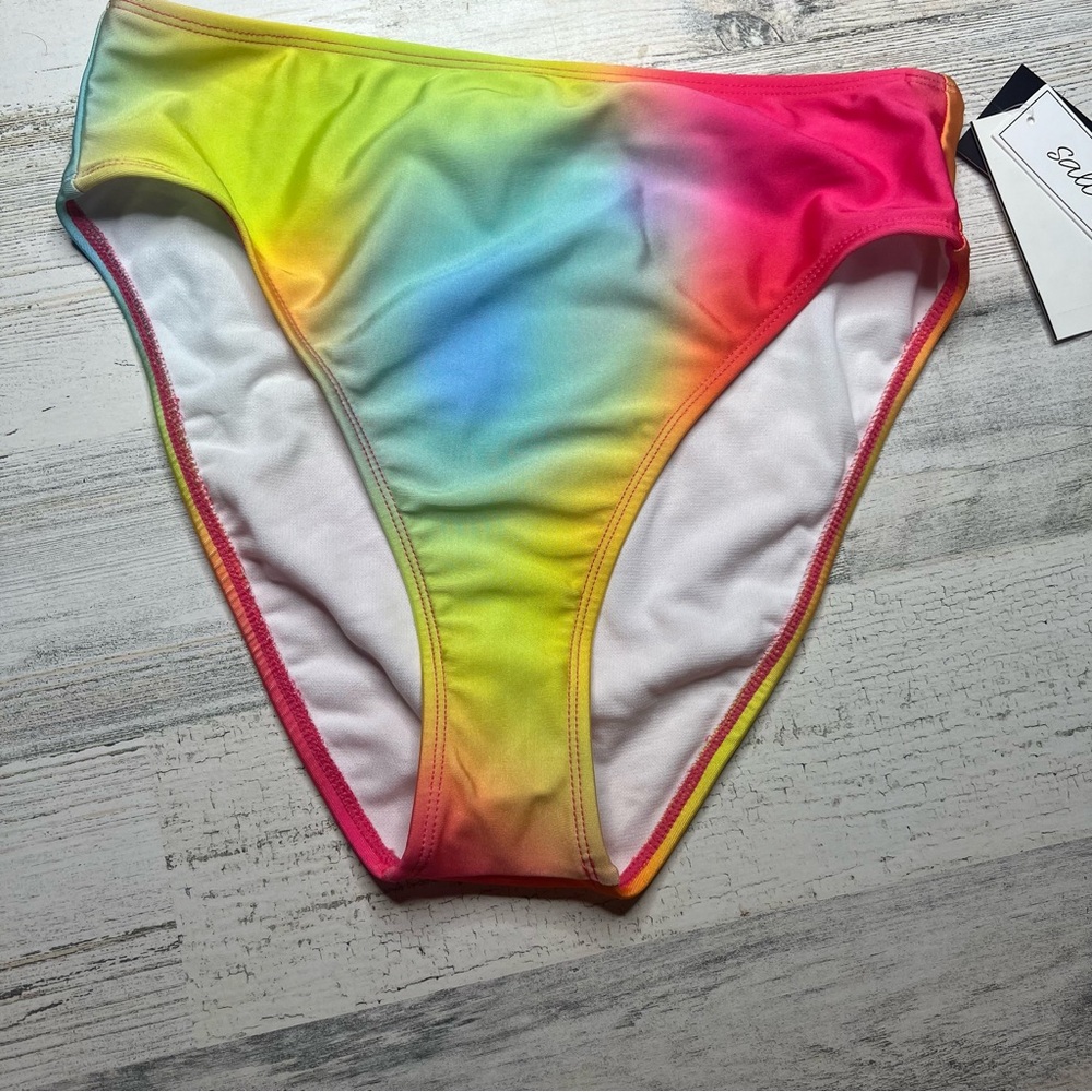 Rainbow Bikini Bottom salt + Cove juniors MEDIUM NWT